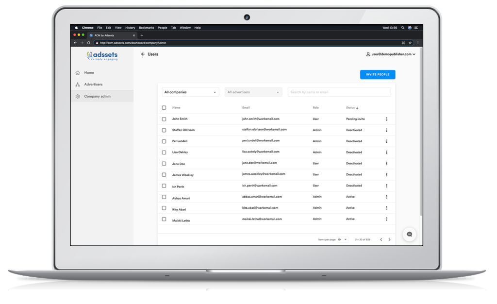 Image shows example of manage user access dashboard.